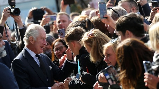 Britain's King Charles III greeting supporters and well-wishers&nbsp;(AFP)