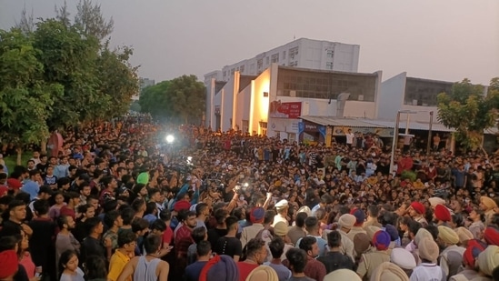 A 22-year-old girl student and her 23-year-old friend, both named as accused in the Chandigarh University ‘leaked’ video case have been arrested.(Sanjeev Sharma/Hindustan Times)