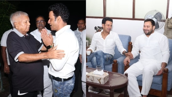 Actor Manoj Bajpayee meets RJD supremo Lalu Prasad Yadav in Patna on Saturday, September 17, 2022.(Twitter / @yadavtejashwi) Actor Manoj Bajpayee meets RJD supremo Lalu Prasad Yadav in Patna on Saturday, September 17, 2022.(Twitter / @yadavtejashwi)