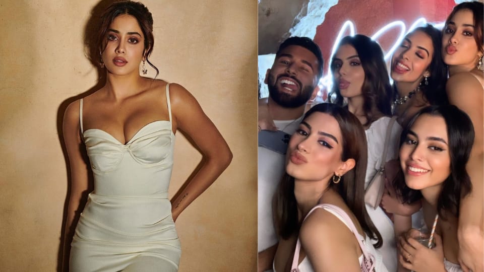 Janhvi Kapoor, Khushi Kapoor, Aaliyah Kashyap and friends pose at a recent bash. Janhvi Kapoor, Khushi Kapoor, Aaliyah Kashyap and friends pose at a recent bash.