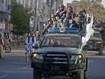 In this photograph taken on September 13, 2022, newly recruited Taliban fighters parade in vehicles after their graduation ceremony in Herat.(AFP) In this photograph taken on September 13, 2022, newly recruited Taliban fighters parade in vehicles after their graduation ceremony in Herat.(AFP)