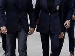 Emmanuel Macron's choice of footwear during his trip to London ahead of the queen's funeral. Emmanuel Macron's choice of footwear during his trip to London ahead of the queen's funeral.