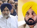 Shiromani Akali Dal (SAD) chief Sukhbir Singh Badal and Punjab chief minister Bhagwant Mann. Shiromani Akali Dal (SAD) chief Sukhbir Singh Badal and Punjab chief minister Bhagwant Mann.