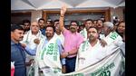 Jharkhand chief minister Hemant Soren being greeted after the approval of 1932 domicile policy in Ranchi on September 14. (ANI)