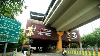Noida, India- September 19, 2022: An exterior view of the Golf Course metro station. A man died by suicide by jumping in front of the metro at Golf Course metro station, in Sector 43, in Noida, India, on Monday, September 19, 2022. (Photo by Sunil Ghosh / Hindustan Times) (Hindustan Times) Noida, India- September 19, 2022: An exterior view of the Golf Course metro station. A man died by suicide by jumping in front of the metro at Golf Course metro station, in Sector 43, in Noida, India, on Monday, September 19, 2022. (Photo by Sunil Ghosh / Hindustan Times) (Hindustan Times)