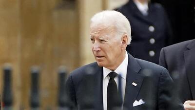 US President Joe Biden arrives at Westminster Abbey on the day of Queen Elizabeth II funeral in central London, Monday, Sept. 19, 2022. (AP) US President Joe Biden arrives at Westminster Abbey on the day of Queen Elizabeth II funeral in central London, Monday, Sept. 19, 2022. (AP)