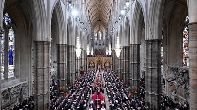 Queen Elizabeth II's Funeral: Members of the clergy at Westminster Abbey, London for her State Funeral. (Reuters)
