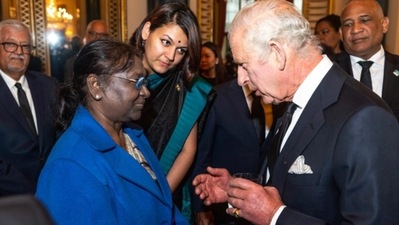 President Droupadi Murmu, who is representing India at the state funeral, and the heads of state and government from around the world including US President Joe Biden attended an “official state event” hosted by the King and Queen Consort Camilla at Buckingham Palace on Sunday evening. (PTI) President Droupadi Murmu, who is representing India at the state funeral, and the heads of state and government from around the world including US President Joe Biden attended an “official state event” hosted by the King and Queen Consort Camilla at Buckingham Palace on Sunday evening. (PTI)