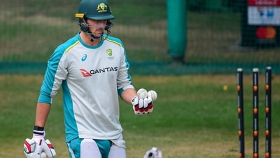 Australian cricketer Tim David during a practice session in Mohali (PTI) Australian cricketer Tim David during a practice session in Mohali (PTI)