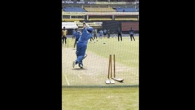 Sachin Tendulkar during a net session. (Twitter)
