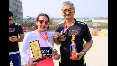 Nutan Sinha and her husband Amartya Sinha at an event recently (Sourced) Nutan Sinha and her husband Amartya Sinha at an event recently (Sourced)
