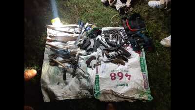 The seized firearms and equipment. (Sourced)