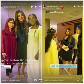 Priyanka Chopra shares a pic with Malala Yousafzai and Amanda Gorman. Priyanka Chopra shares a pic with Malala Yousafzai and Amanda Gorman.