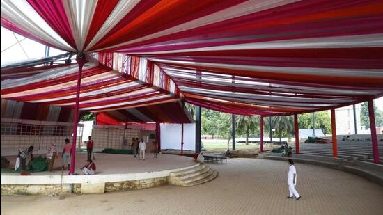 Authorities at PAU, Ludhiana, gears up for offline Kisan Mela after three-year hiatus. (Ht Photo)