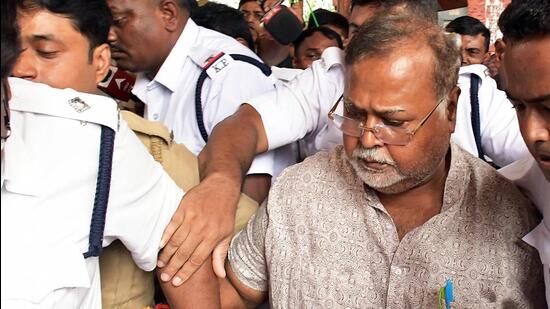 The Enforcement Directorate (ED) filed its first charge sheet against former West Bengal minister Partha Chatterjee and his aide. (Saikat Paul)