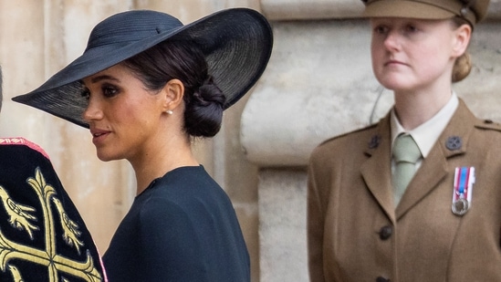 Queen Elizabeth II's Funeral: Britain's Meghan, Duchess of Sussex attends the funeral of Queen Elizabeth II.(Reuters)