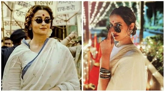 Niharika Konidela recreated Alia Bhatt's look from Gangubai Kathiawadi.