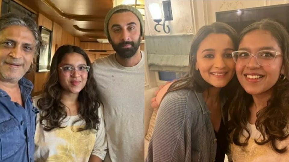 Ranbir Kapoor and Alia Bhatt pose with Yusuf Ibrahim's daughter. Ranbir Kapoor and Alia Bhatt pose with Yusuf Ibrahim's daughter.