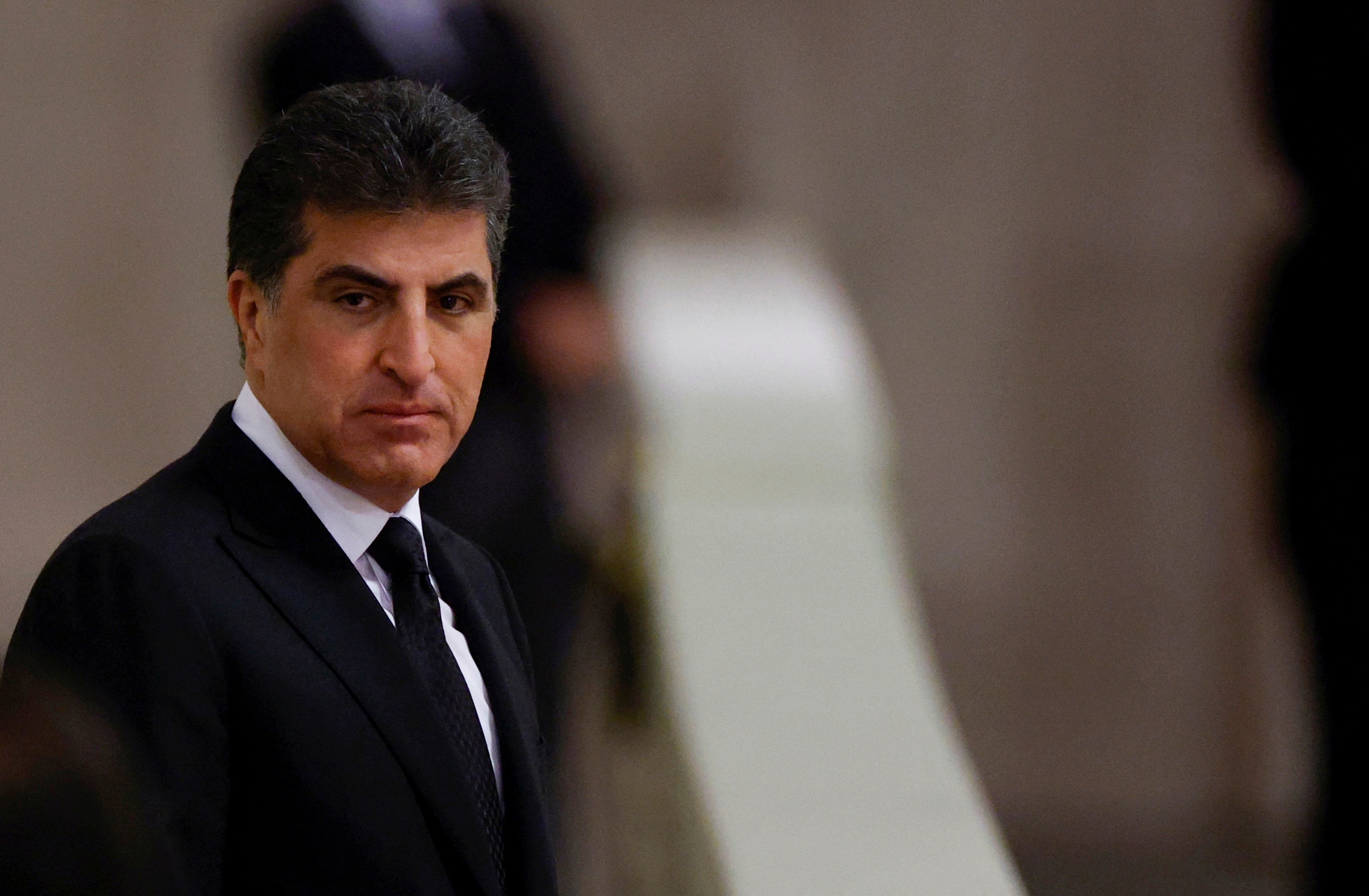 President of the Kurdistan region in Iraq, Nechirvan Barzani pays his respects to Britain's Queen Elizabeth II. (AP) President of the Kurdistan region in Iraq, Nechirvan Barzani pays his respects to Britain's Queen Elizabeth II. (AP)