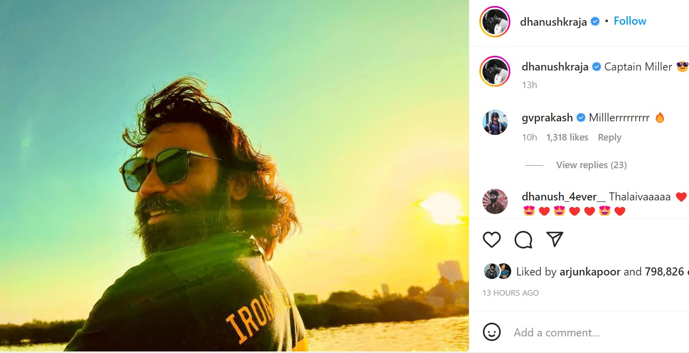 Dhanush sporting long hair and beard in his latest photo on Instagram.&nbsp;