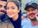 Virat Kohli with Anushka Sharma; Ricky Ponting Virat Kohli with Anushka Sharma; Ricky Ponting