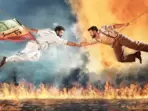 Jr NTR and Ram Charan in a still from SS Rajamouli's RRR. Jr NTR and Ram Charan in a still from SS Rajamouli's RRR.