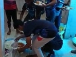The kabaddi players were served food off the toilet floor.