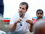 Congress leader Rahul Gandhi interacts with the fisher folks during the padayatra on the 12th day of party's Bharat Jodo Yatra, Punnapra Aravukad, in Alappuzha.(Congress Twitter) Congress leader Rahul Gandhi interacts with the fisher folks during the padayatra on the 12th day of party's Bharat Jodo Yatra, Punnapra Aravukad, in Alappuzha.(Congress Twitter)
