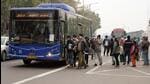 People boarding a Delhi public bus. (ANI) People boarding a Delhi public bus. (ANI)
