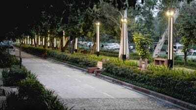 A PWD official said that the Shantivan stretch is around 1km-long and the beautification work is almost completed. (HT Photo) A PWD official said that the Shantivan stretch is around 1km-long and the beautification work is almost completed. (HT Photo)