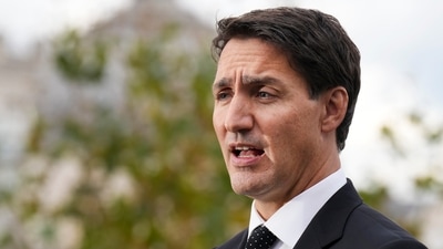 Queen Elizabeth II's Funeral: Canadian Prime Minister Justin Trudeau speaks with the media. (AP) Queen Elizabeth II's Funeral: Canadian Prime Minister Justin Trudeau speaks with the media. (AP)