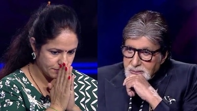 Kavita Chawla and Amitabh Bachchan on KBC 14. Kavita Chawla and Amitabh Bachchan on KBC 14.