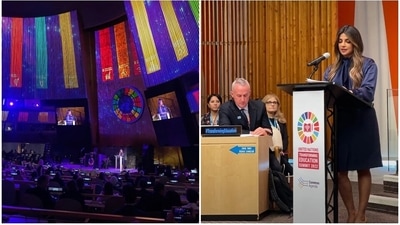 Sharing pictures from the event on Instagram, Priyanka wrote in the caption, "At the top of this year's agenda are the Sustainable Development Goals. Today was all about action, ambition, and hope. It was about what we must do together to make the SDG's a reality, and we don't have a moment to lose. A special thank you to Secretary-General @antonioguterres for having me today." (Instagram) Sharing pictures from the event on Instagram, Priyanka wrote in the caption, "At the top of this year's agenda are the Sustainable Development Goals. Today was all about action, ambition, and hope. It was about what we must do together to make the SDG's a reality, and we don't have a moment to lose. A special thank you to Secretary-General @antonioguterres for having me today." (Instagram)