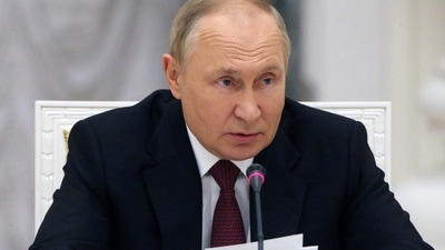 Russian President Vladimir Putin chairs a meeting. (AFP) Russian President Vladimir Putin chairs a meeting. (AFP)