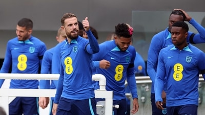 England's Jordan Henderson and England team mates during training. (Action Images via Reuters)