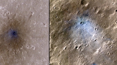 This collage shows three meteoroid impacts on Mars that were detected by the seismometer on NASA?s InSight lander and captured by the agency's Mars Reconnaissance Orbiter using its HiRISE camera. Image released on Sept. 19, 2022. NASA/JPL-Caltech/University of Arizona/Handout via REUTERS. THIS IMAGE HAS BEEN SUPPLIED BY A THIRD PARTY. (via REUTERS)