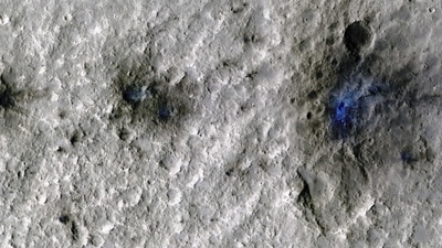 Craters formed by a September 5, 2021, meteoroid impact on Mars, the first to be detected by NASA?s InSight, are seen in an image taken by NASA?s Mars Reconnaissance Orbiter. NASA/JPL-Caltech/University of Arizona/Handout via REUTERS.  THIS IMAGE HAS BEEN SUPPLIED BY A THIRD PARTY. (via REUTERS)