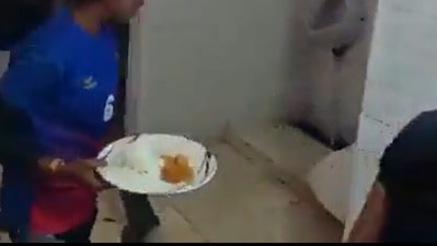 Viral video of under-17 kabaddi players in UP's Saharanpur being served food in the bathroom.