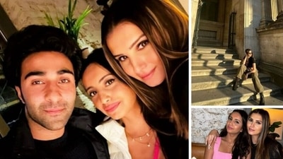 Tara Sutaria is on a vacation in Paris with boyfriend Aadar Jain and friend Alekha Advani. Tara Sutaria is on a vacation in Paris with boyfriend Aadar Jain and friend Alekha Advani. 
