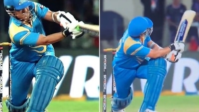 Sachin Tendulkar in action for India Legends. (Twitter) Sachin Tendulkar in action for India Legends. (Twitter)