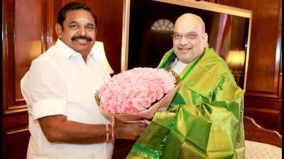 AIADMK interim general secretary Edappadi Palaniswami with union home minister Amit Shah in Delhi on Tuesday. (ANI) AIADMK interim general secretary Edappadi Palaniswami with union home minister Amit Shah in Delhi on Tuesday. (ANI)