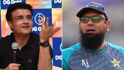 Sourav Ganguly (L) and Saqlain Mushtaq&nbsp; (Getty Images)