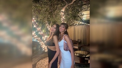 Khushi Kapoor's dress features a plunging neckline with a chest cut-out and thin straps. (Instagram/@khushi05k) Khushi Kapoor's dress features a plunging neckline with a chest cut-out and thin straps. (Instagram/@khushi05k)