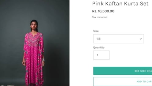 The price of the kaftam set Alia Bhatt wore.&nbsp; (sonamluthria.in)