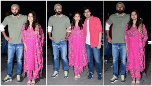 Alia Bhatt with Ranbir Kapoor and Ayan Mukerji.&nbsp; (HT Photo/Varinder Chawla)