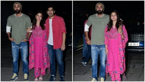 Alia Bhatt glows in the pink kaftan kurta set.&nbsp; (HT Photo/Varinder Chawla)