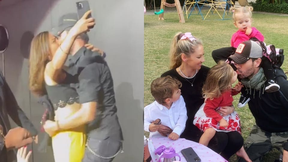 Enrique Iglesias shared a video with with a fan recently (left). The singer photographed with Anna Kournikova and their three children (right). Enrique Iglesias shared a video with with a fan recently (left). The singer photographed with Anna Kournikova and their three children (right). 