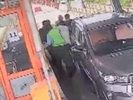 Video grab of from the scuffle that broke out at a toll plaza in Telangana. (ANI Twitter)