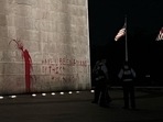 Washington Monument Vandalized: Images posted on Twitter by red paint smeared on the site. Washington Monument Vandalized: Images posted on Twitter by red paint smeared on the site.