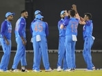 Team India players in action during 1st T20I against Australia Team India players in action during 1st T20I against Australia